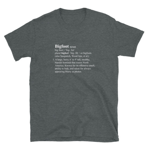 gray funny Bigfoot definition t-shirt